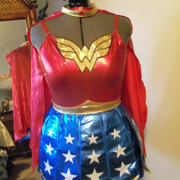 DC Comics Wonder Woman Red and Blue Hero Outfit with Gold Details - Picture 1 of 10